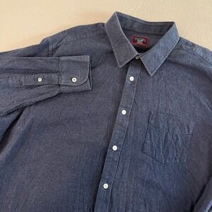 UNTUCKit Men's Sherwood Navy Blue Relaxed Fit Cotton Button Down Shirt XX Large
